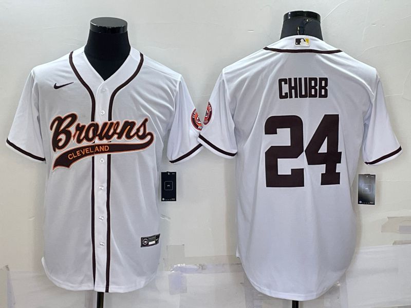 Men Cleveland Browns #24 Chubb White 2022 Nike Co branded NFL Jersey->green bay packers->NFL Jersey